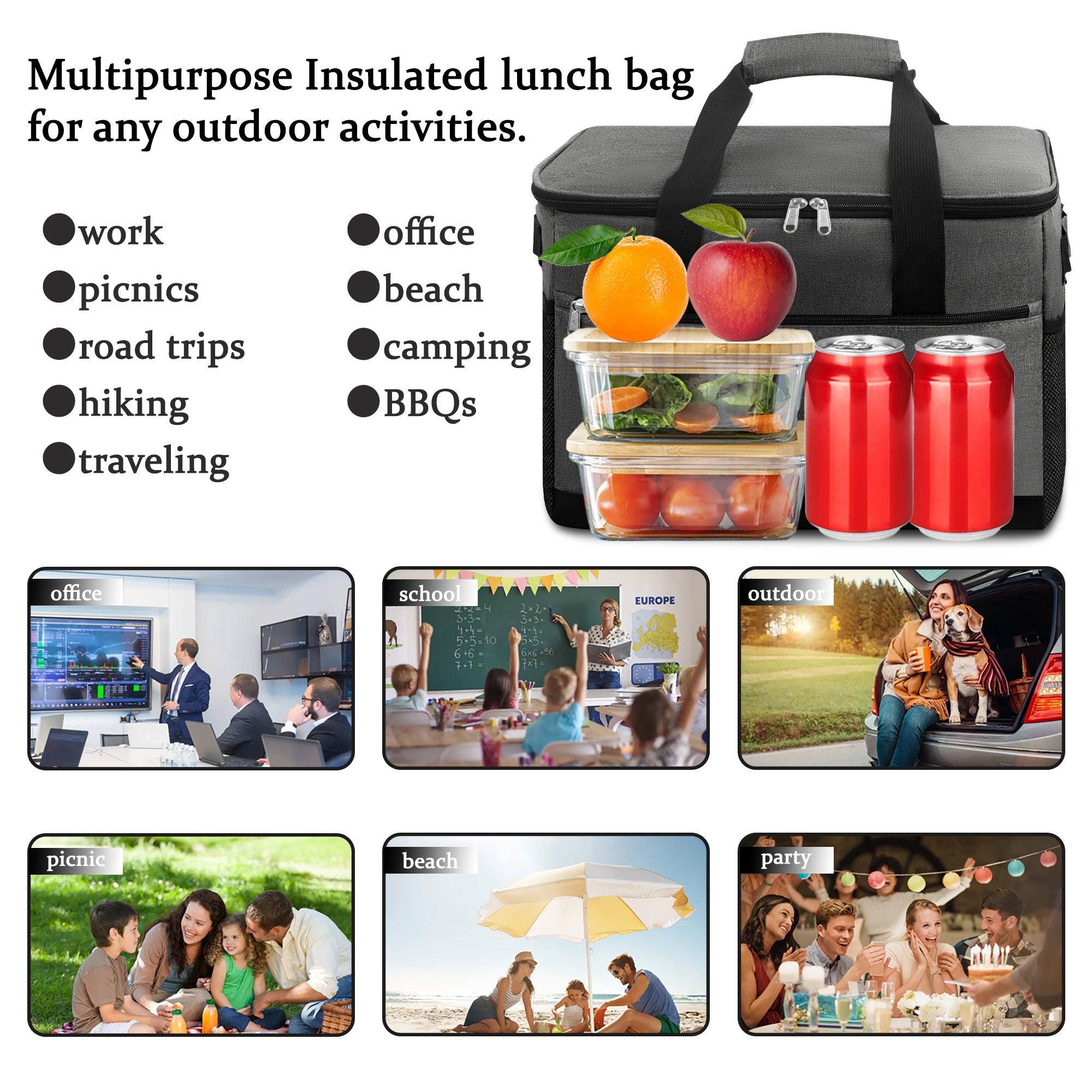 BAGMARVELL Large Insulated Lunch Bag