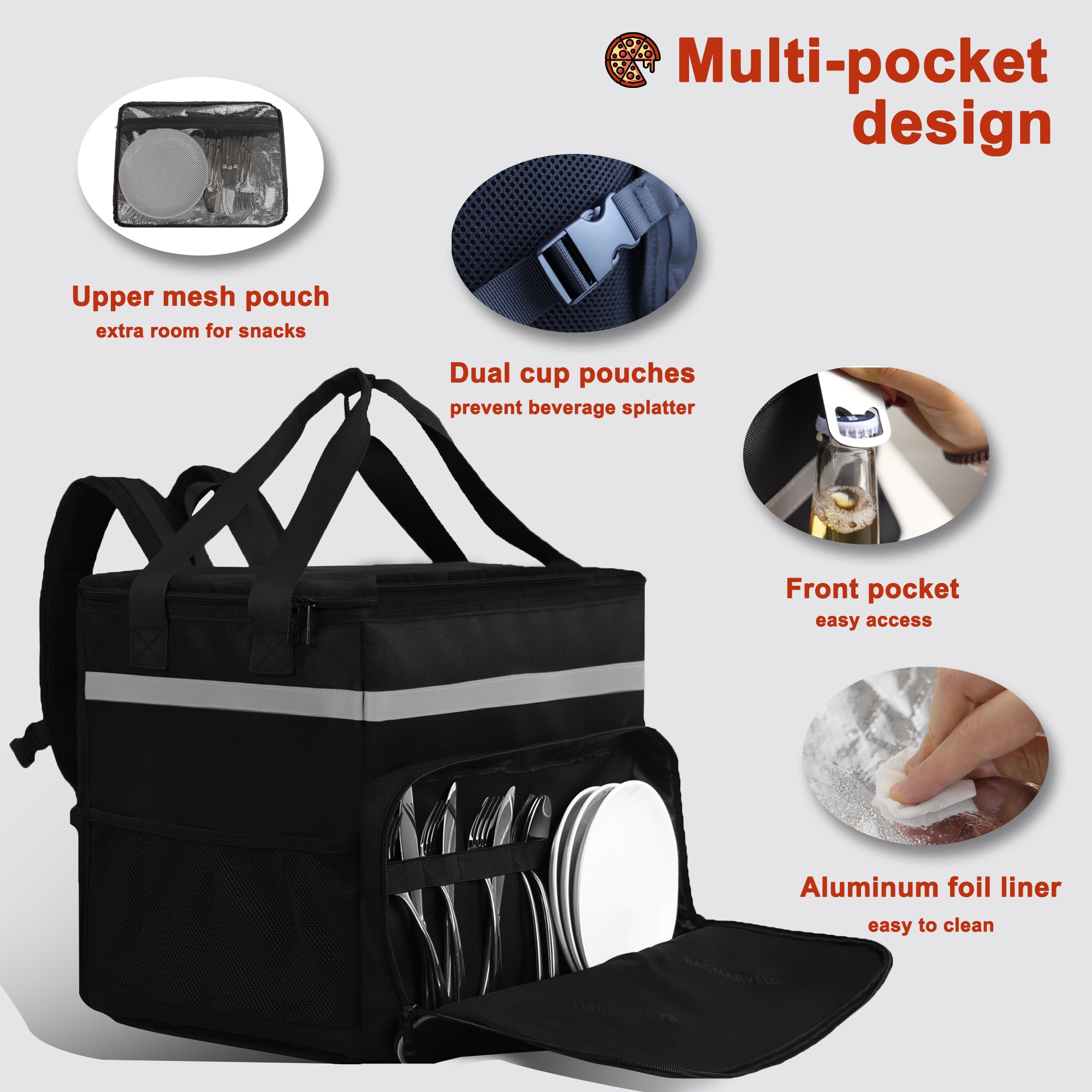BAGMARVELL Food Delivery Backpack